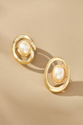 By Anthropologie Pearl Loop Earrings In Gold