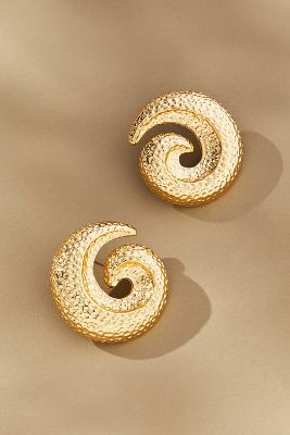 By Anthropologie Textured Swirl Post Earrings In Gold