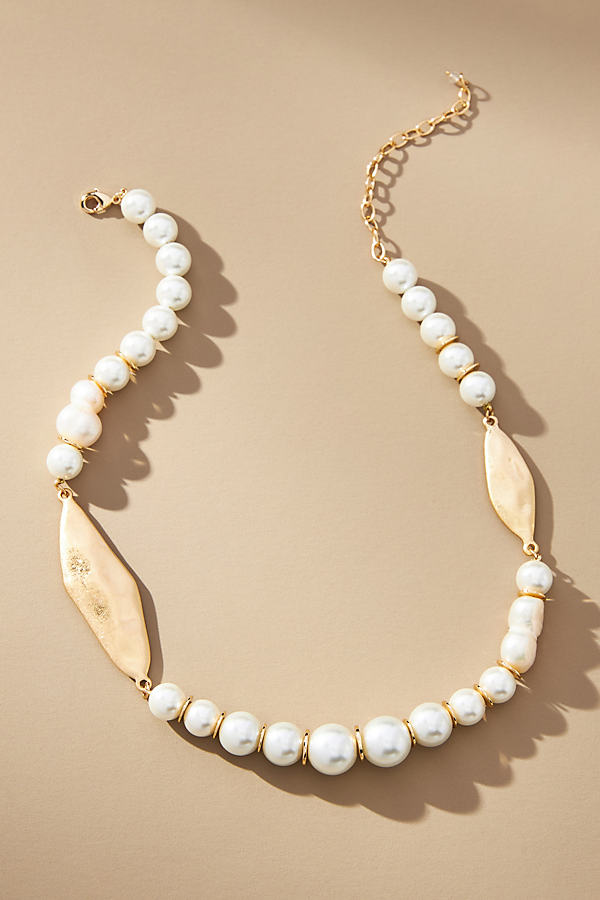 By Anthropologie Spaced Pearl Necklace In White