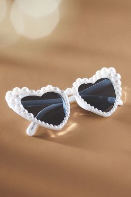 Shop Bhldn Pearl Heart Sunglasses In White