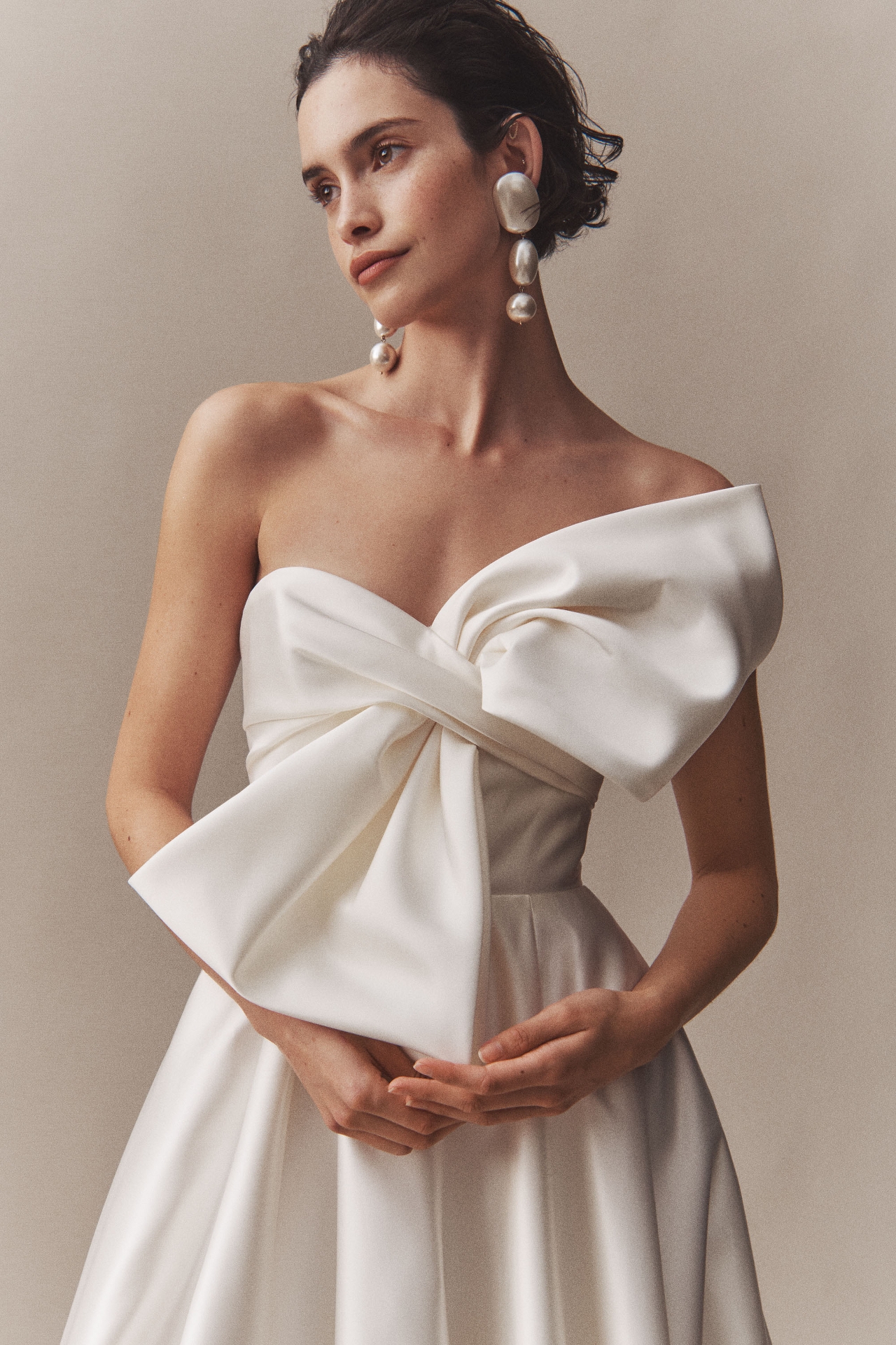 Wtoo by Watters Nanette Asymmetrical Bow-Front Wedding Gown