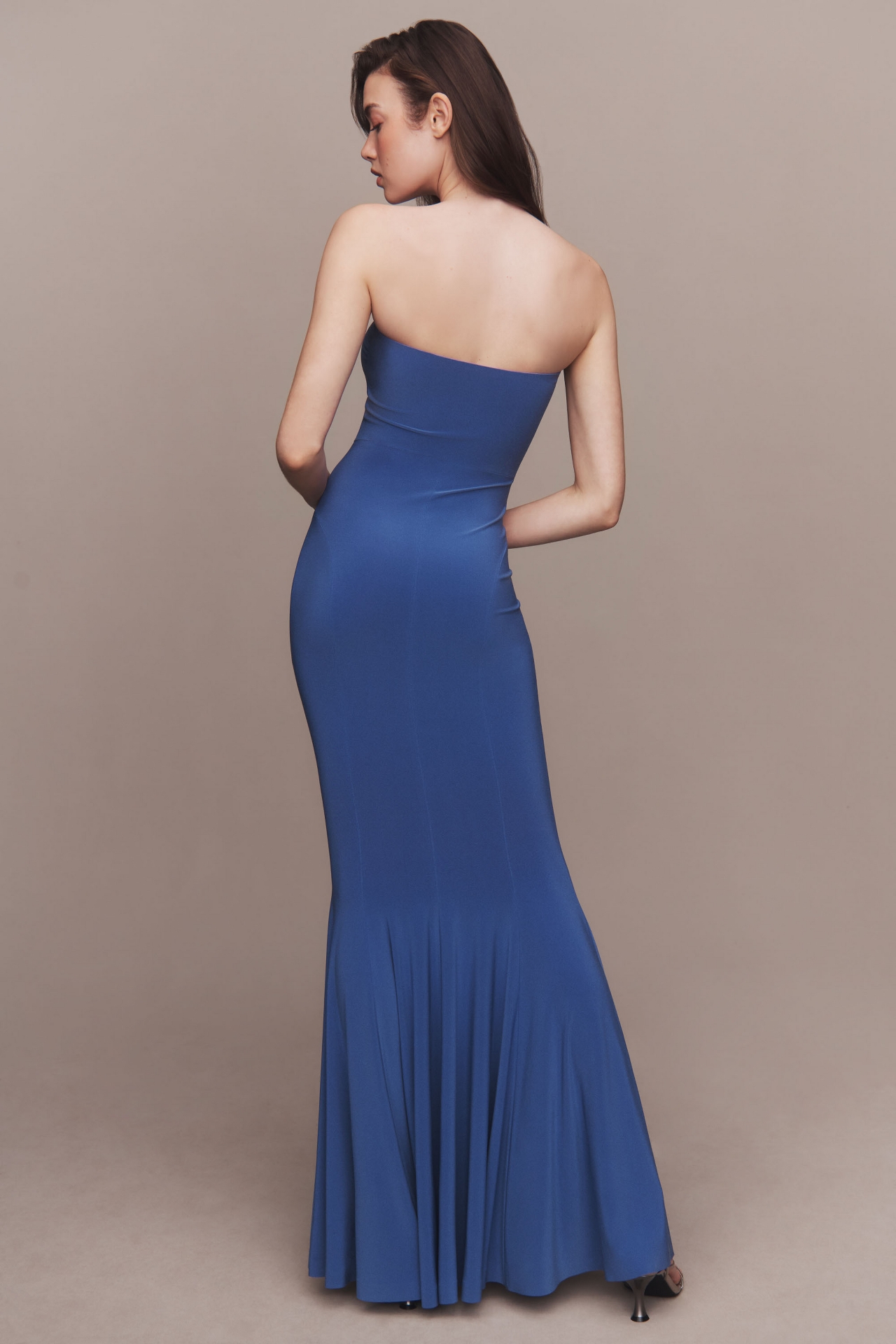 Norma Kamali Strapless Stretch Jersey Fishtail Maxi Dress