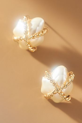 Kenneth Jay Lane Cultura Pearl & Gold Earrings
