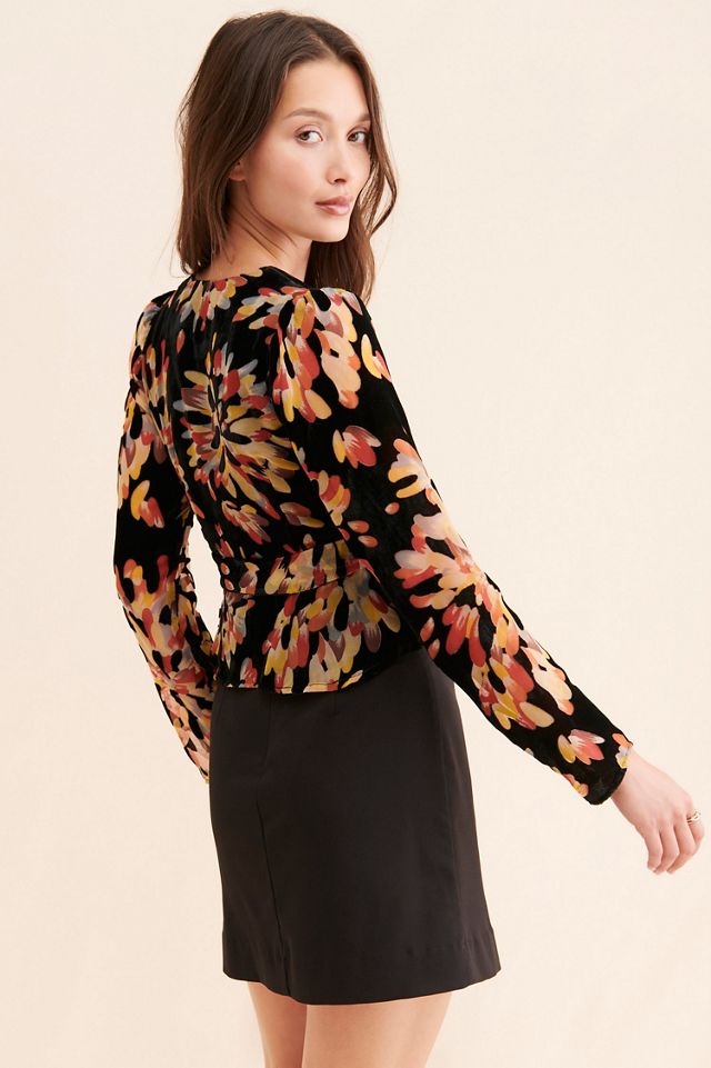 Adelyn Rae Anisse Velvet Wrap Top #1