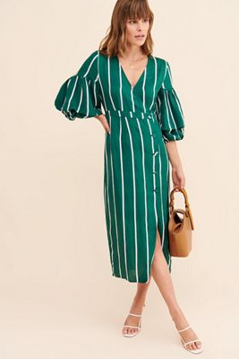 Steele Meyer Stripe Wrap Midi Dress