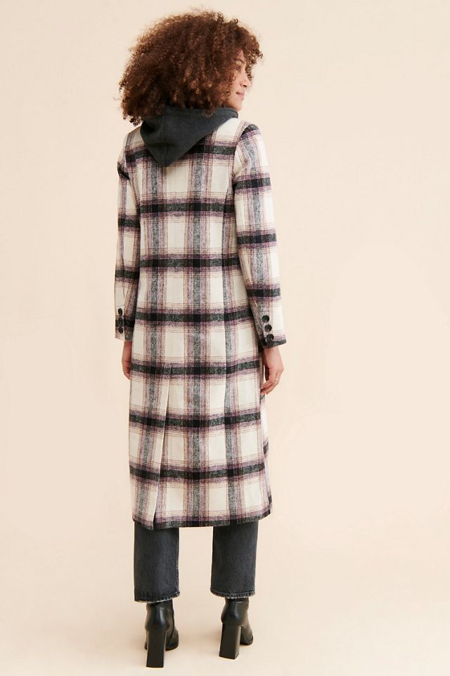 Avec Les Filles Hooded Plaid Overcoat #1