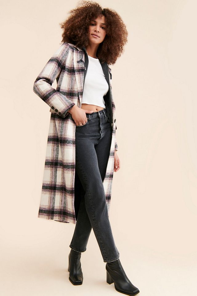 Avec Les Filles Hooded Plaid Overcoat #3