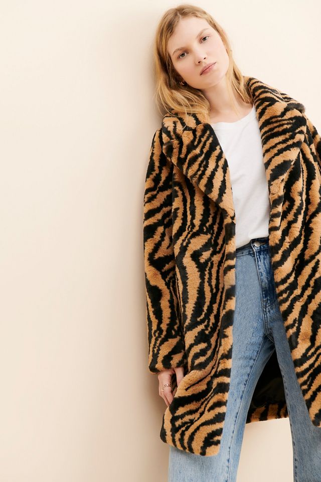 Zebra faux fur clearance coat