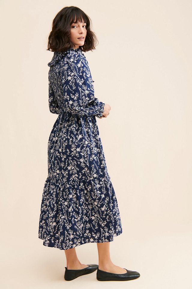 Moon River Ruffle Shirred Midi Dress #1