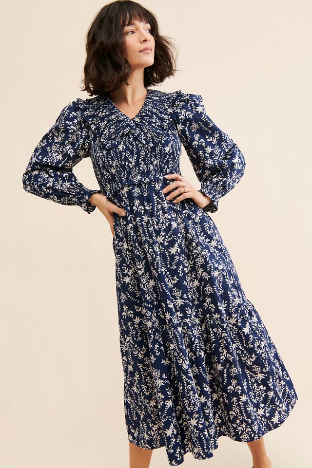 Moon River Ruffle Shirred Midi Dress #3