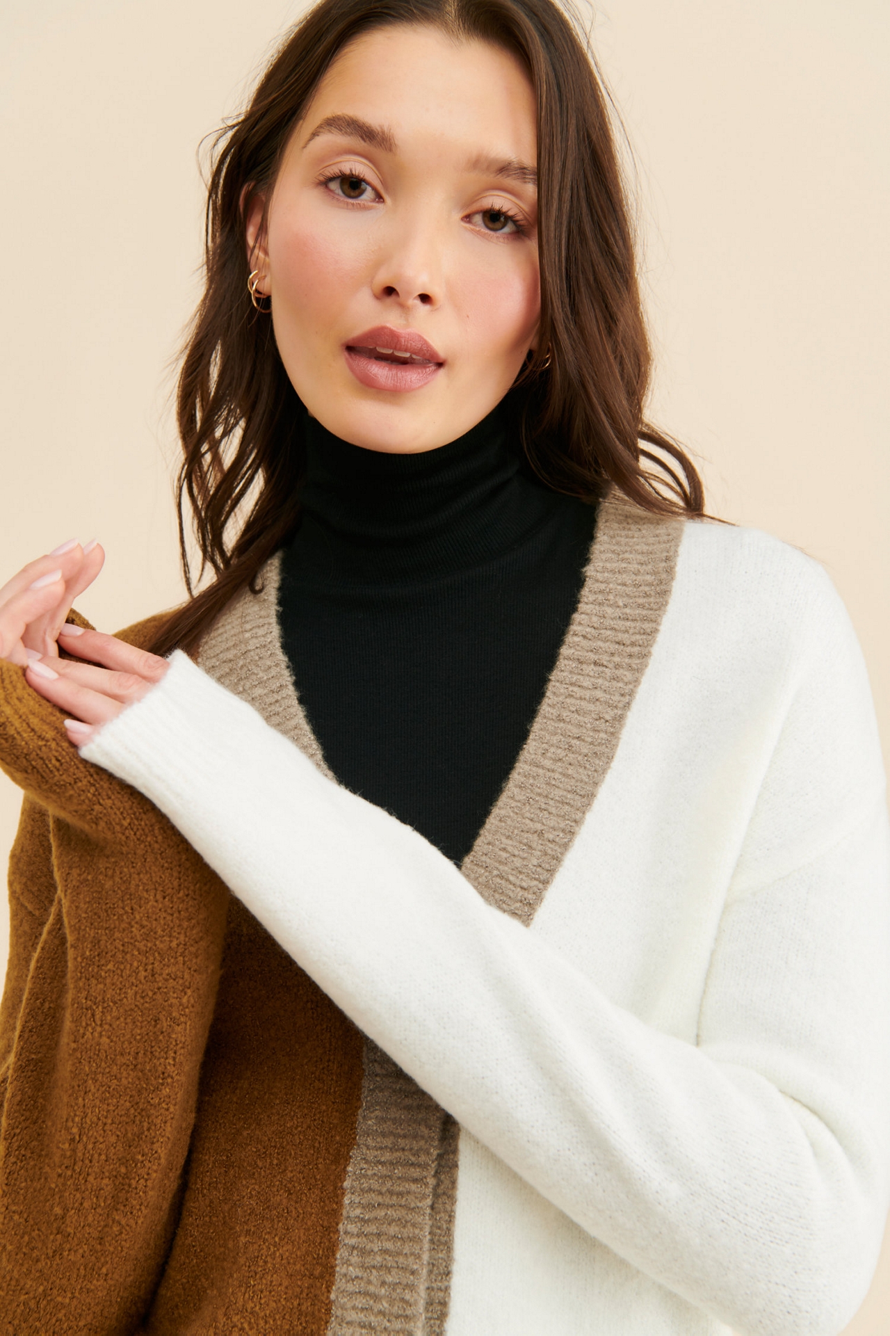 RD Style Colorblock Knit Cardigan