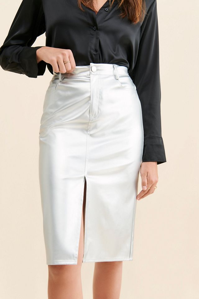 Porridge Metallic Pencil Skirt #2