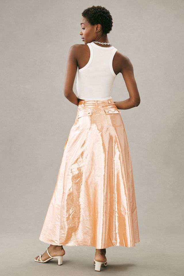 Let Me Be Metallic Cargo Maxi Skirt #1