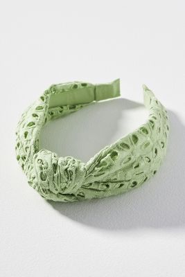 Shop By Anthropologie Everly Floral Eyelet Knot Headband In Mint