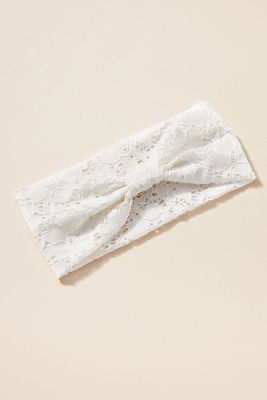 Shop By Anthropologie Floral Eyelet Headband In White