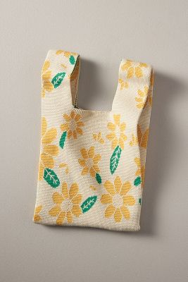 Shop By Anthropologie Mini Floral Knit Bag In Yellow
