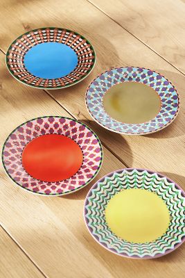 Anthropologie Parker Canapé Plates, Set Of 4 In Multi