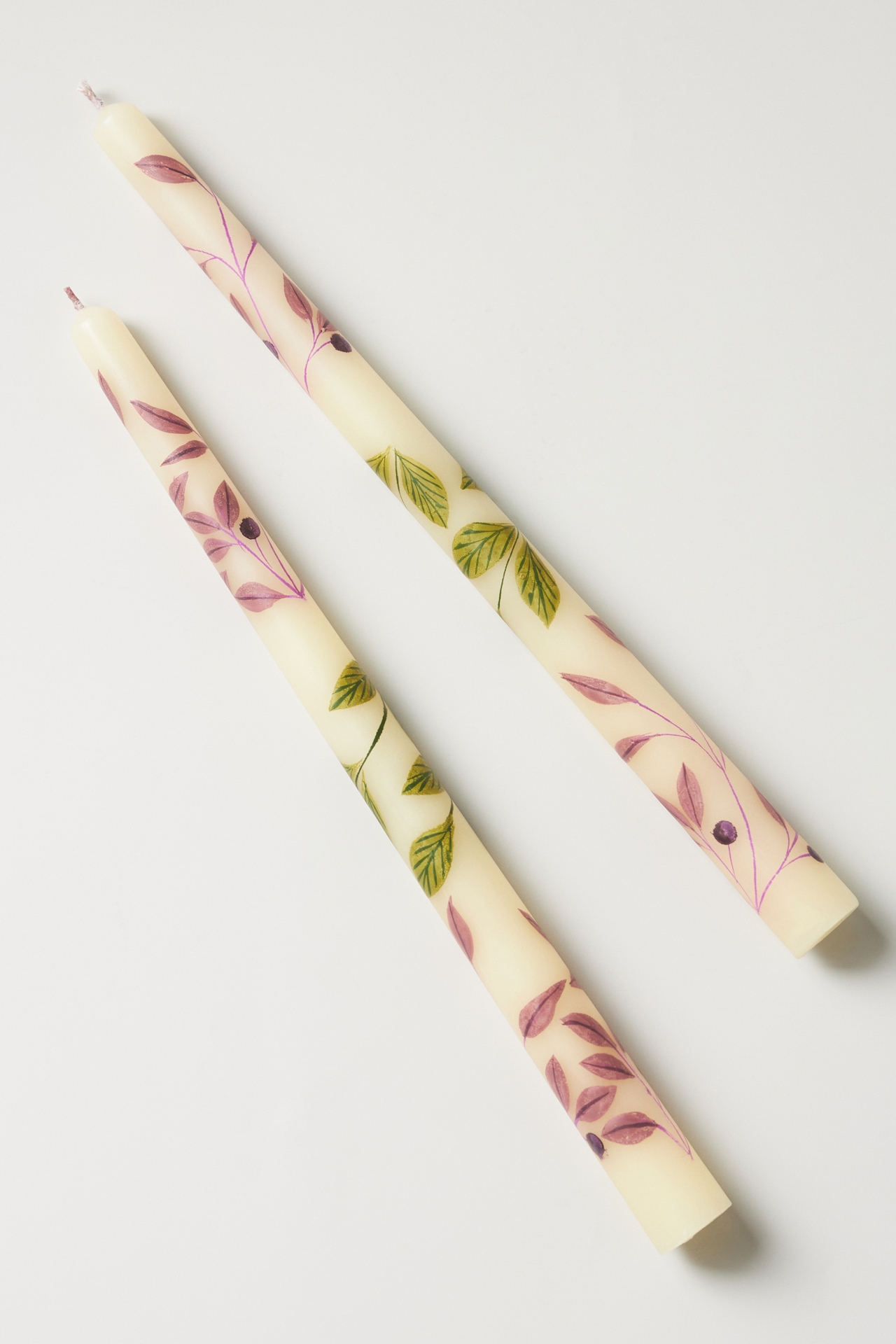 Handpainted Harvest Taper Candles, Set of 2