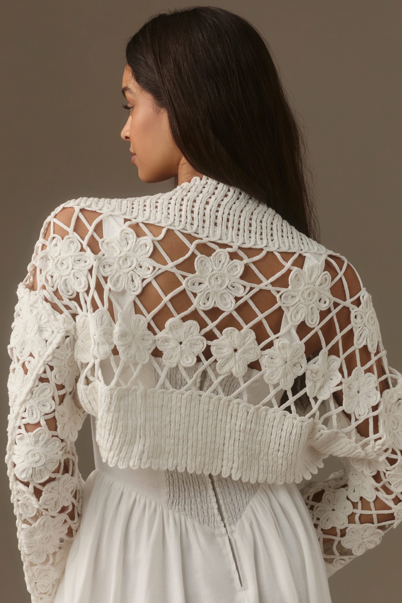 Current Air Floral Crochet Shrug