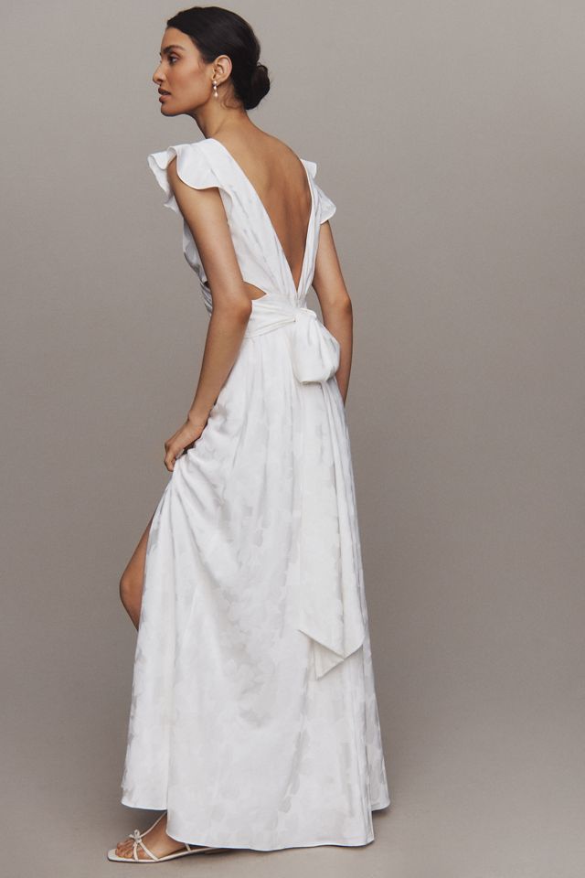 BHLDN Short-Sleeve V-Neck Ruffle Floral Maxi Dress #2