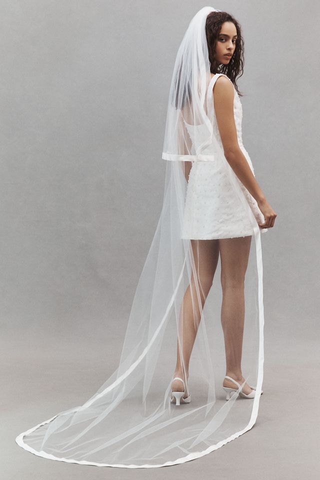 Madeleine Fig Malone Satin Veil | Anthropologie