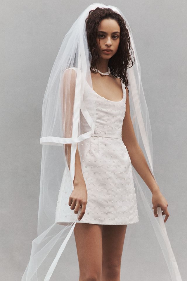 Madeleine Fig Malone Satin Veil | Anthropologie display picture 2