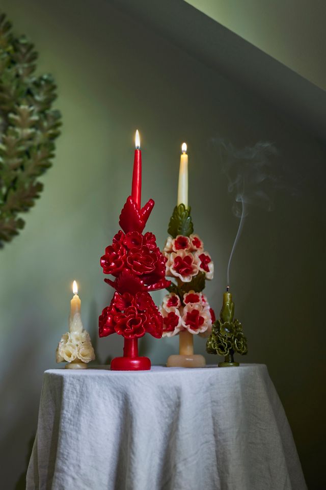 Oaxacan Floral Taper Candle, Large Multicolor #1
