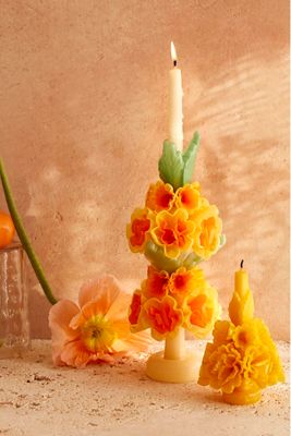 Oaxacan Floral Taper Candle, Large Multicolor