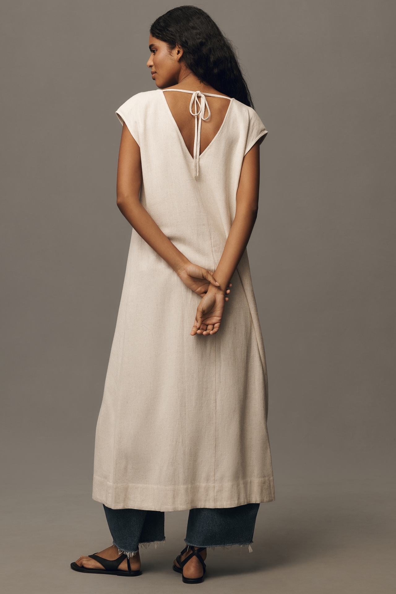 Flat White Linen Kaftan