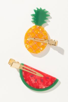 Anthropologie Citrus Paradise Crease-free Clips, Set Of 2 In Multicolor