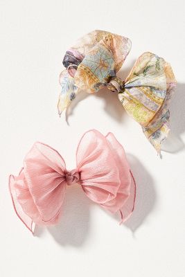 By Anthropologie Sheer Bow Hair Clips, Set Of 2 In Multi