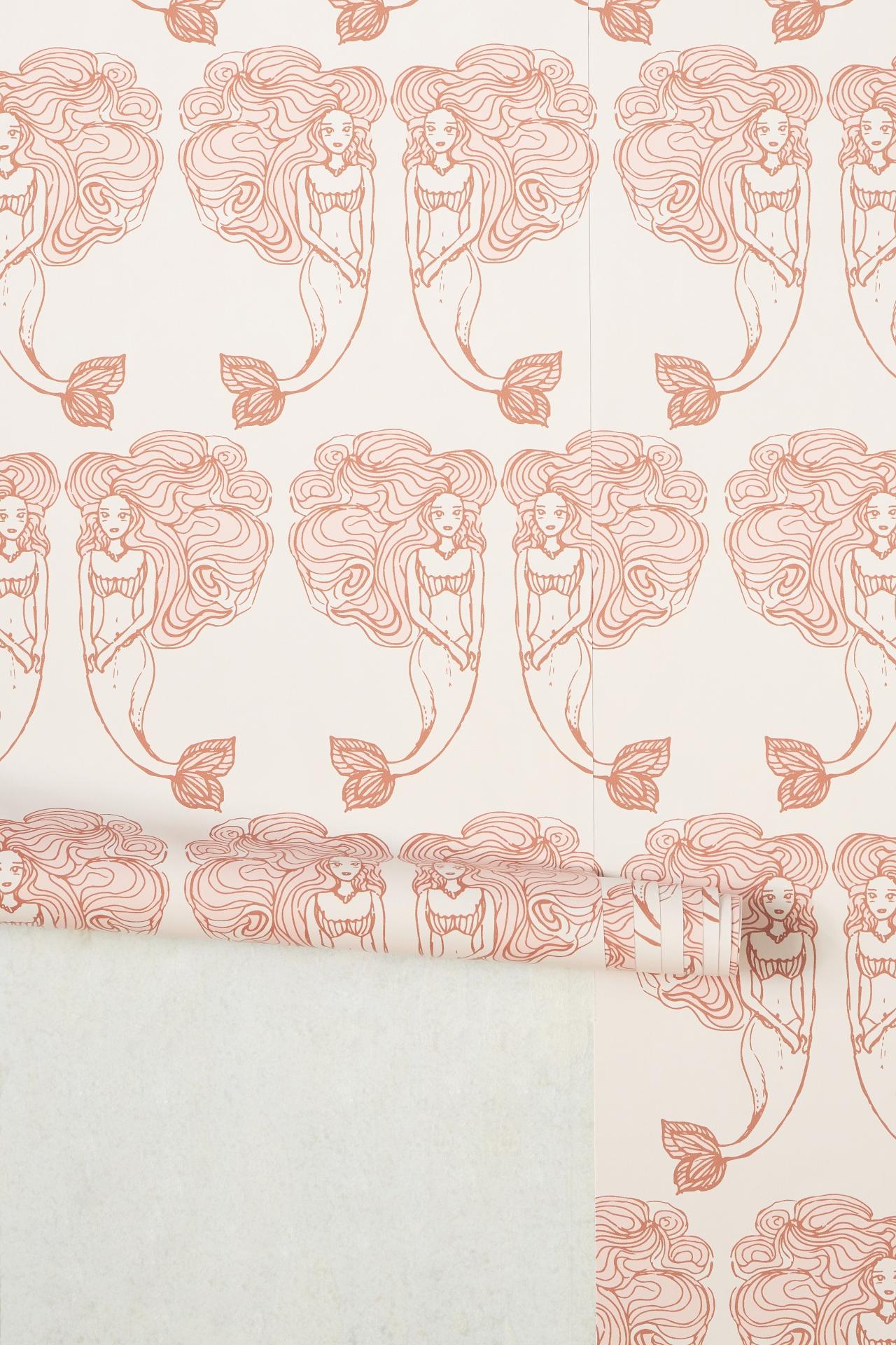 Block Print Mermaids Peel-and-Stick Wallpaper