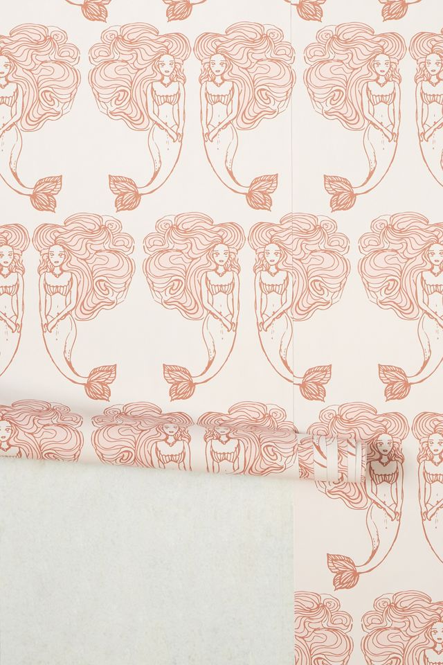 Block Print Mermaids Peel-and-Stick Wallpaper #2