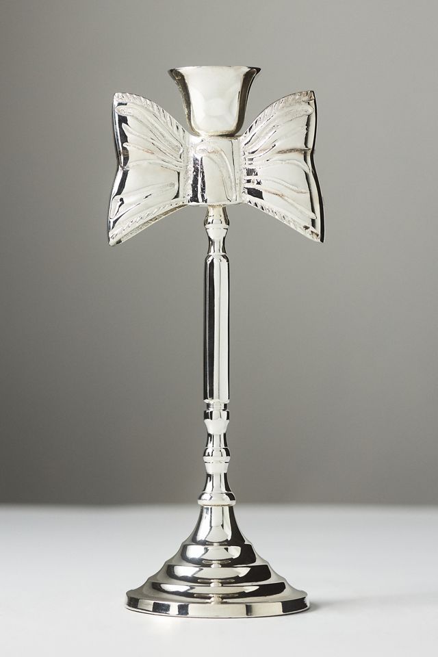 Silver Bow Candle Holder #2