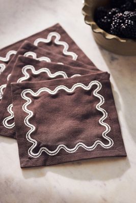Madeline Embroidered Cocktail Napkins, Set of 4