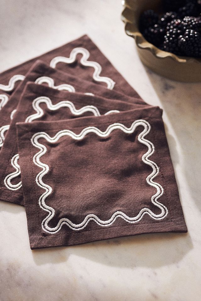 Anthropologie Madeline Cocktail Napkins Cocoa - Set of 4