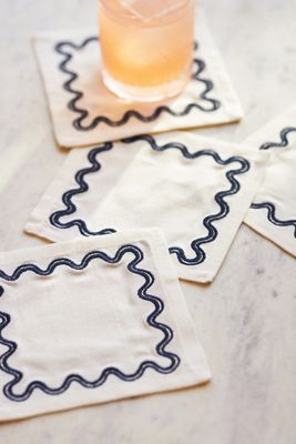 Madeline Embroidered Cocktail Napkins, Set of 4