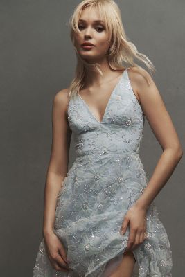 Shop Dress The Population Audrey Sleeveless Lace-overlay Midi Dress In Blue