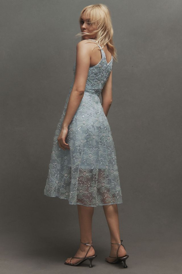 Dress The Population Audrey Sleeveless LaceOverlay Midi Dress