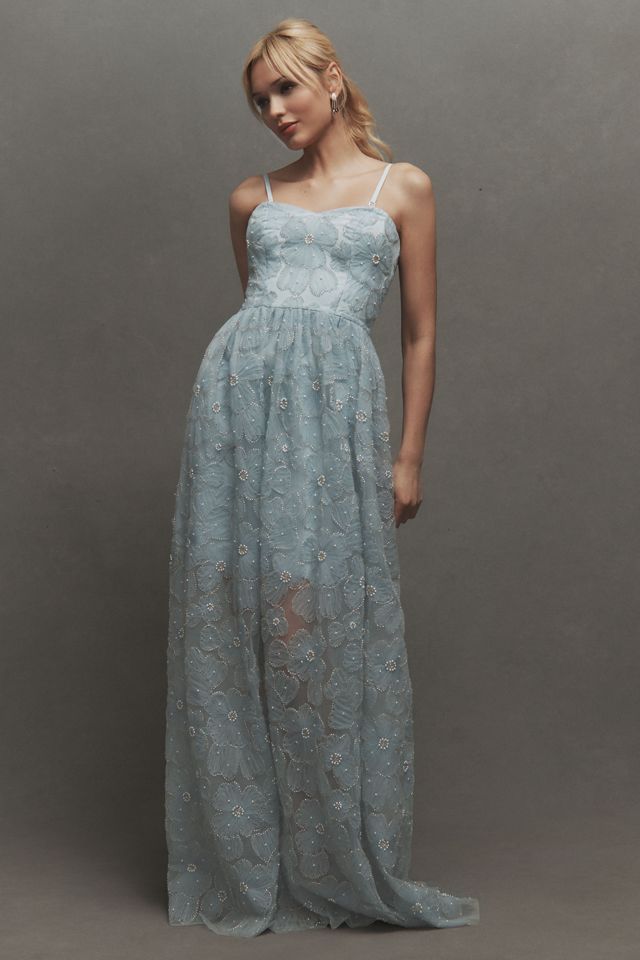 Dress The Population Audrina Strapless Bustier Floral Maxi Dress #3