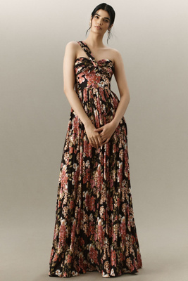 Dress The Population Idalia One-Shoulder Floral Maxi Dress