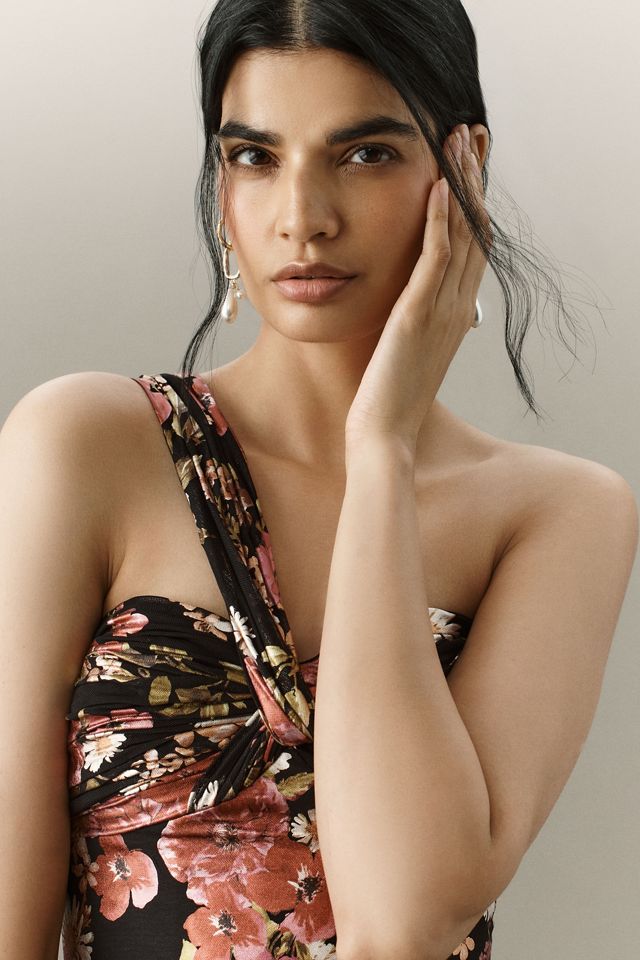 Dress The Population Idalia One-Shoulder Floral Maxi Dress #2