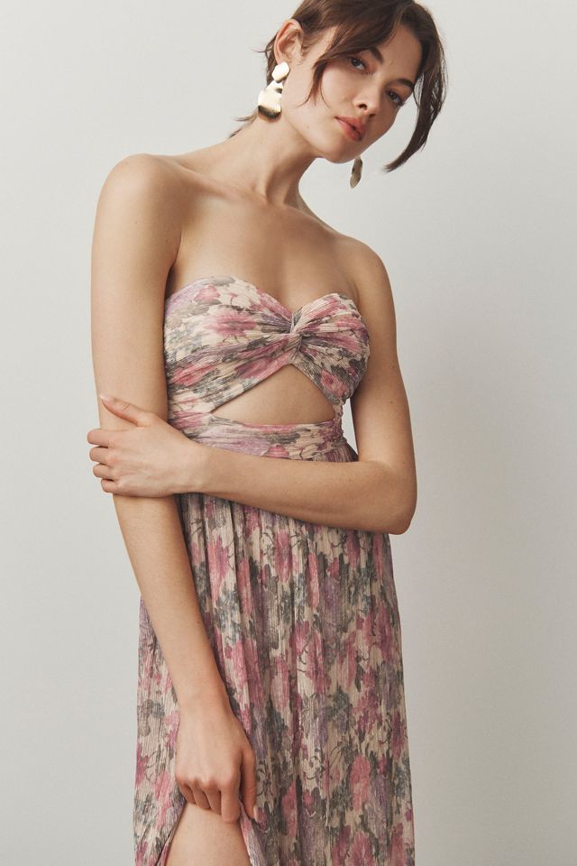 Dress The Population Angelique Strapless Cutout Side-Slit Maxi Dress #2