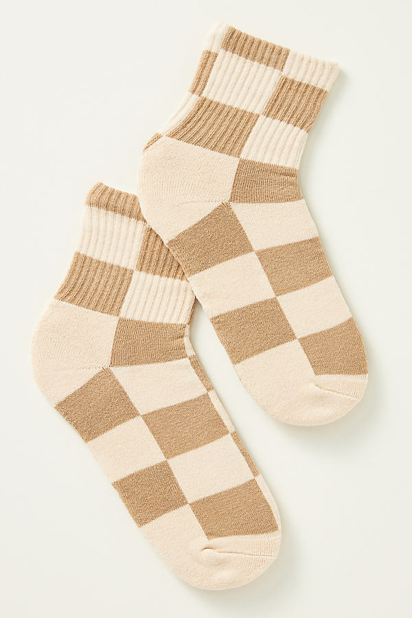 Anthropologie Checkered Socks In Brown