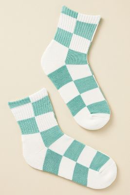 Shop Anthropologie Checkered Socks In Mint