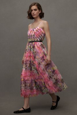 Hutch Vita Sleeveless Chiffon Midi Dress In Pink