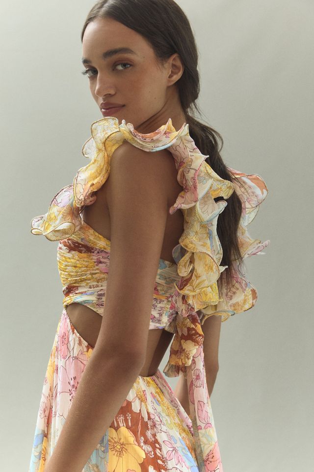 BHLDN Alivia Chiffon Cutout Printed Midi Dress #4