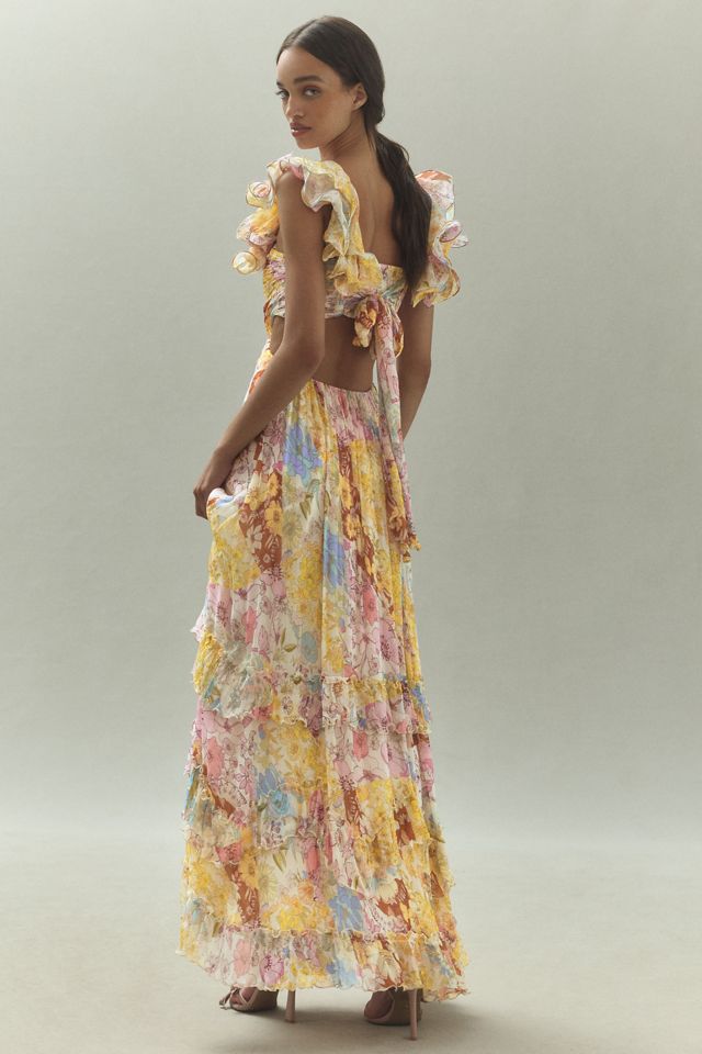 BHLDN Alivia Chiffon Cutout Printed Midi Dress #5