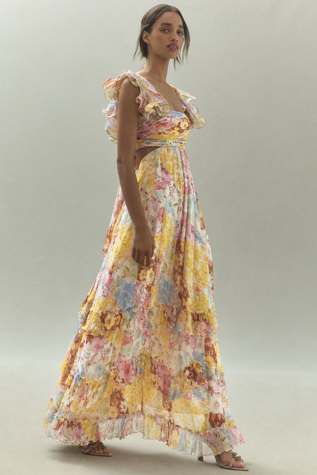 BHLDN Alivia Chiffon Cutout Printed Midi Dress #6
