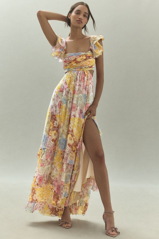 BHLDN Alivia Chiffon Cutout Printed Midi Dress #3